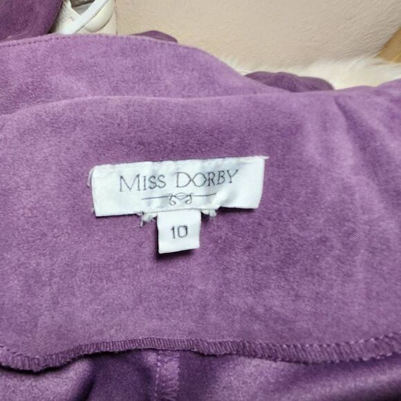Miss Dorby Women's Purple Faux Suede Lined Jacket Blazer Fill Zipper Size 10 - Picture 5 of 7